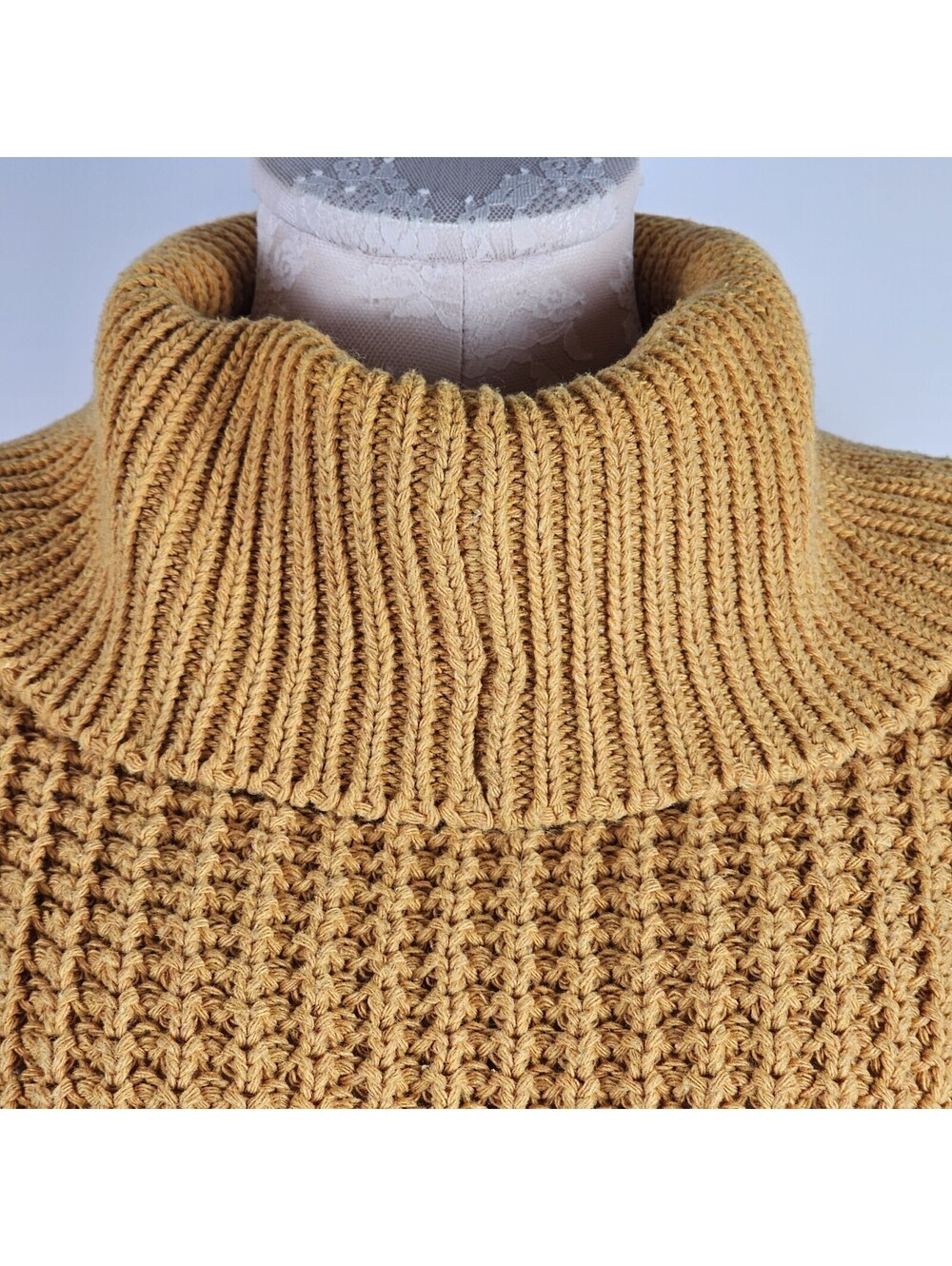 Mud Pie Womens Mustard Yellow Chunky Knit Turtleneck Sweater Size S Cozy Ribbed - Picture 5 of 8